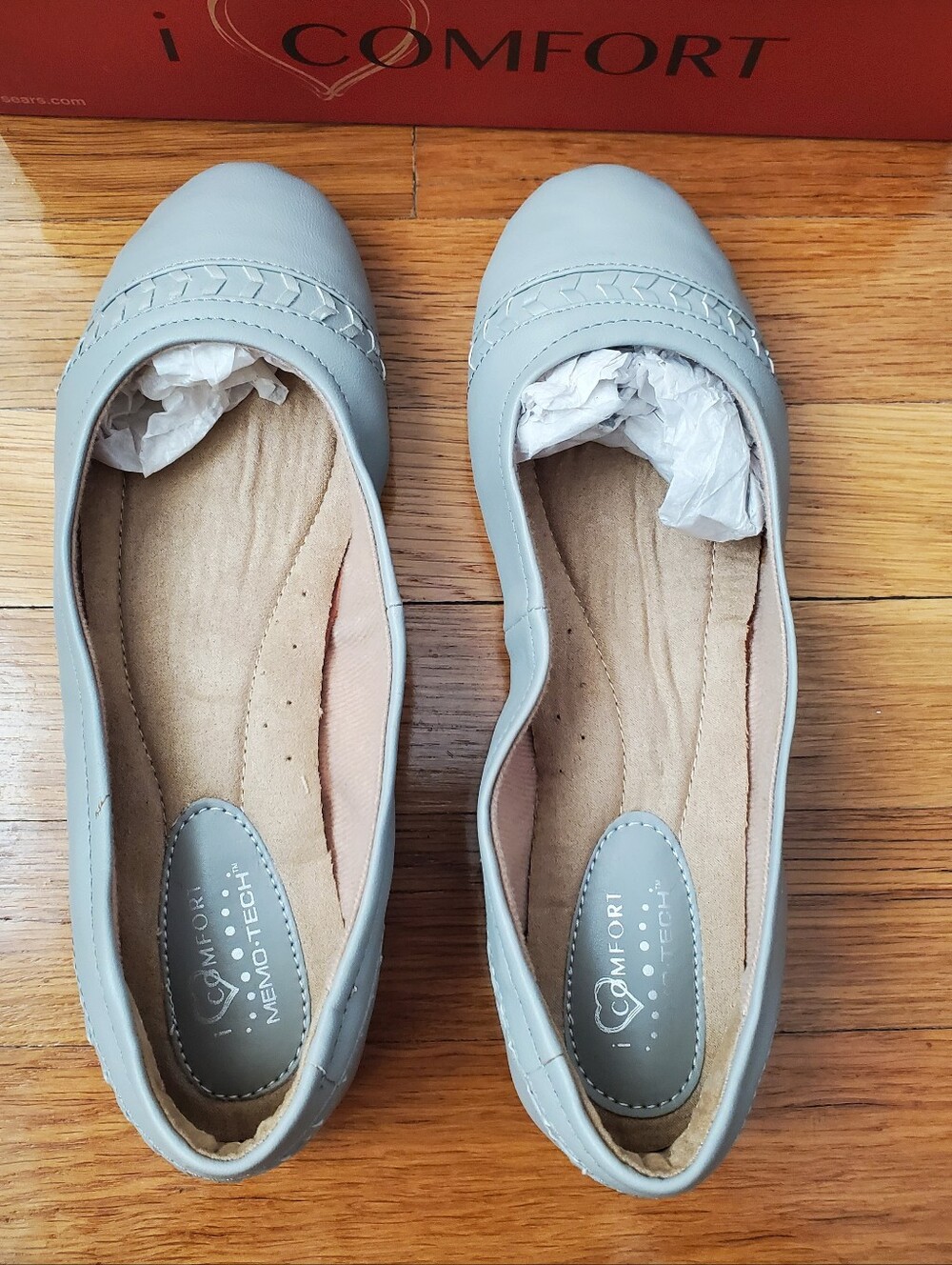 Women's Light Gray Slip-On Ballet Flats - Picture 5 of 11